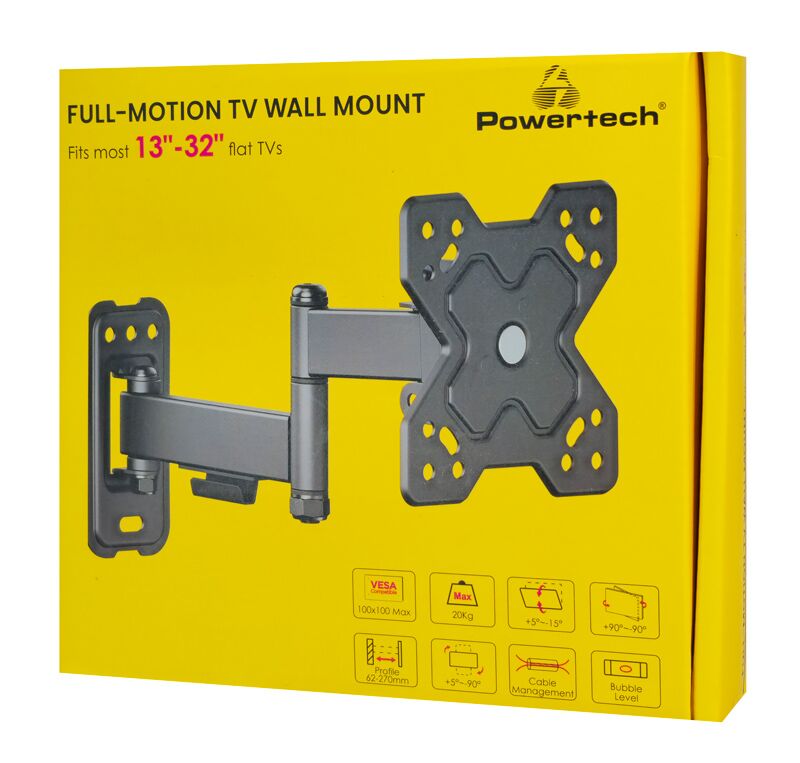 POWERTECH επιτοίχια βάση τηλεόρασης PT-1278, 13-32", έως 20kg, full motion - Image 4