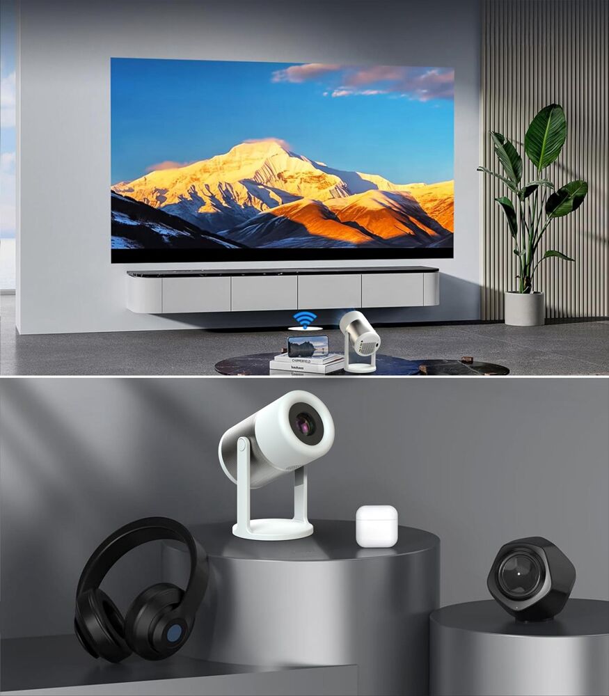 POWERTECH smart βιντεοπροβολέας PT-1305, 1080p, WiFi, Android, 170 ANSI lumens, λευκός - Image 2