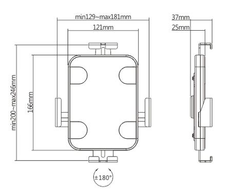 POWERTECH επιτοίχια βάση tablet PT-1447, αντικλεπτική, 7.9-11", μαύρη - Image 6