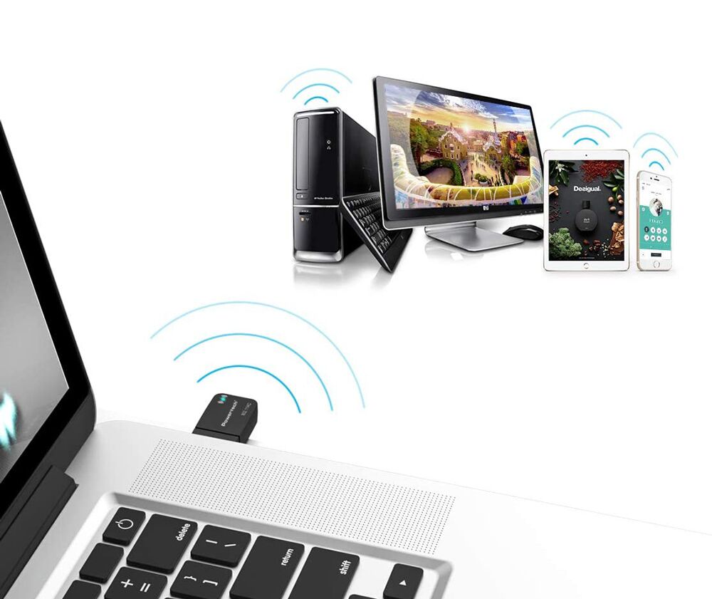 POWERTECH ασύρματος USB αντάπτορας δικτύου PT-1450, 1300Mbps dual band WiFi - Image 2