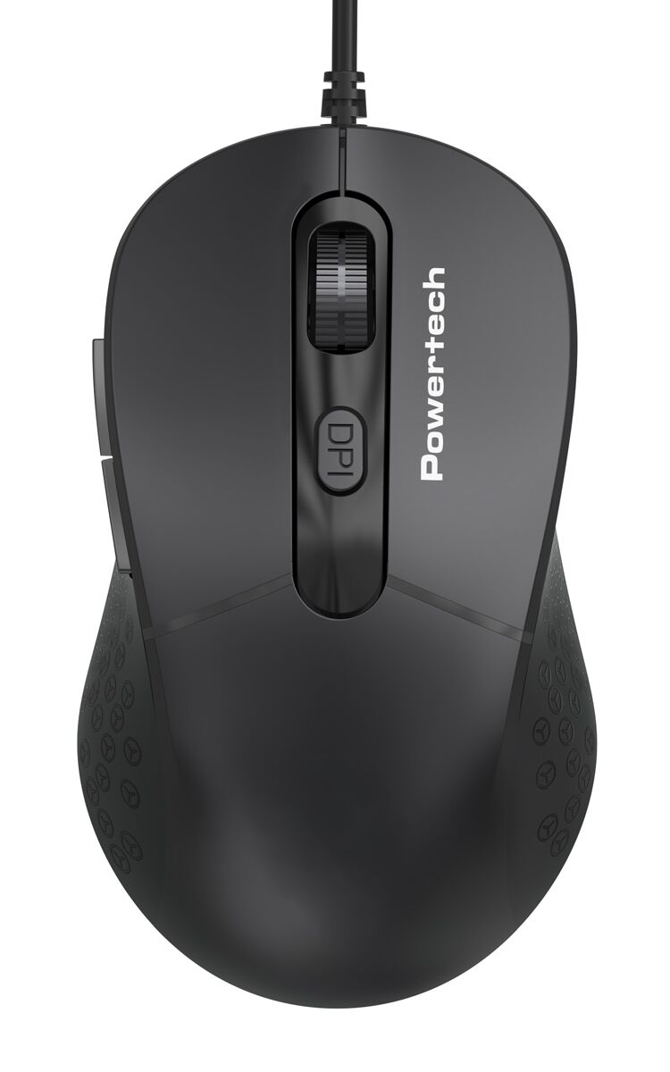 POWERTECH ενσύρματο ποντίκι PT-1467, οπτικό, έως 1600DPI, μαύρο