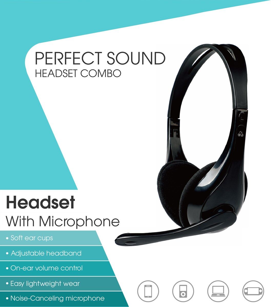 POWERTECH Headphones με μικρόφωνο PT-734 105dB, 40mm, 3.5mm, 1.8m, μαύρο - Image 2