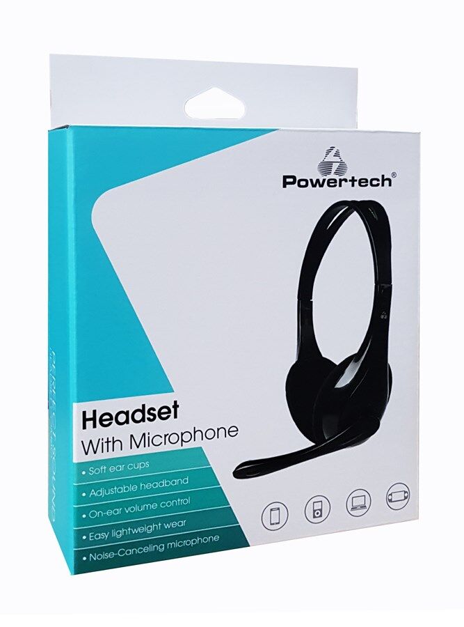 POWERTECH Headphones με μικρόφωνο PT-734 105dB, 40mm, 3.5mm, 1.8m, μαύρο - Image 6