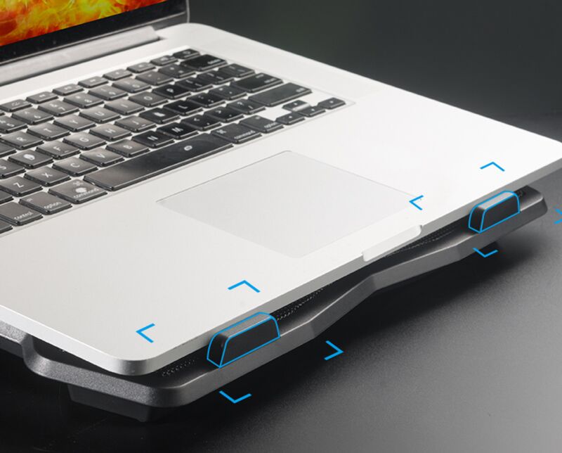 POWERTECH Βάση & ψύξη laptop PT-930, έως 15.6", 2x 125mm fan, LED, μαύρο - Image 4
