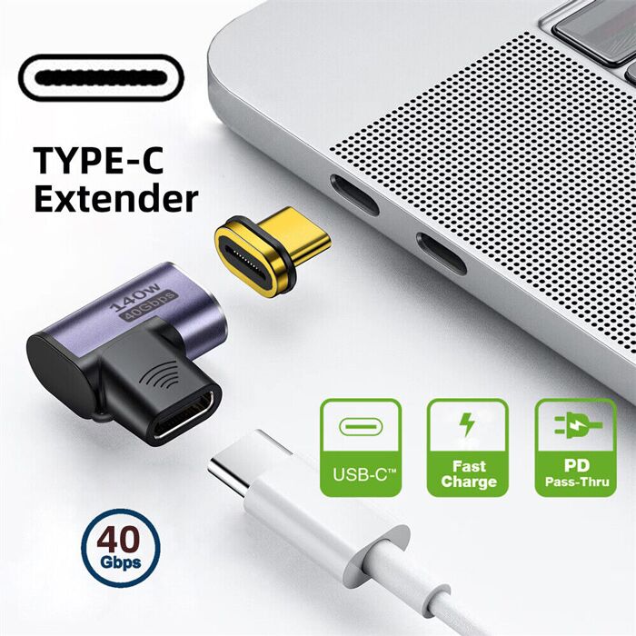 POWERTECH αντάπτορας USB-C PTH-105, μαγνητικός, 140W, 40Gbps, γκρι - Image 2