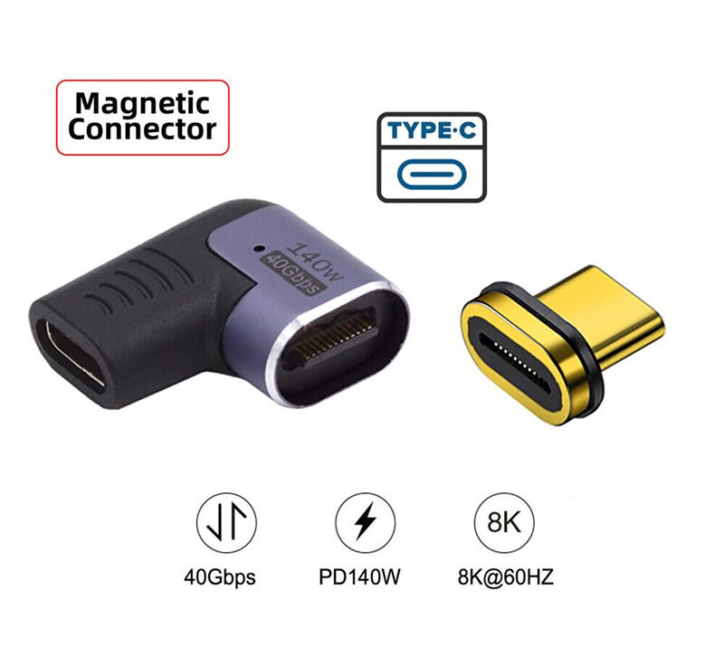 POWERTECH αντάπτορας USB-C PTH-105, μαγνητικός, 140W, 40Gbps, γκρι - Image 3