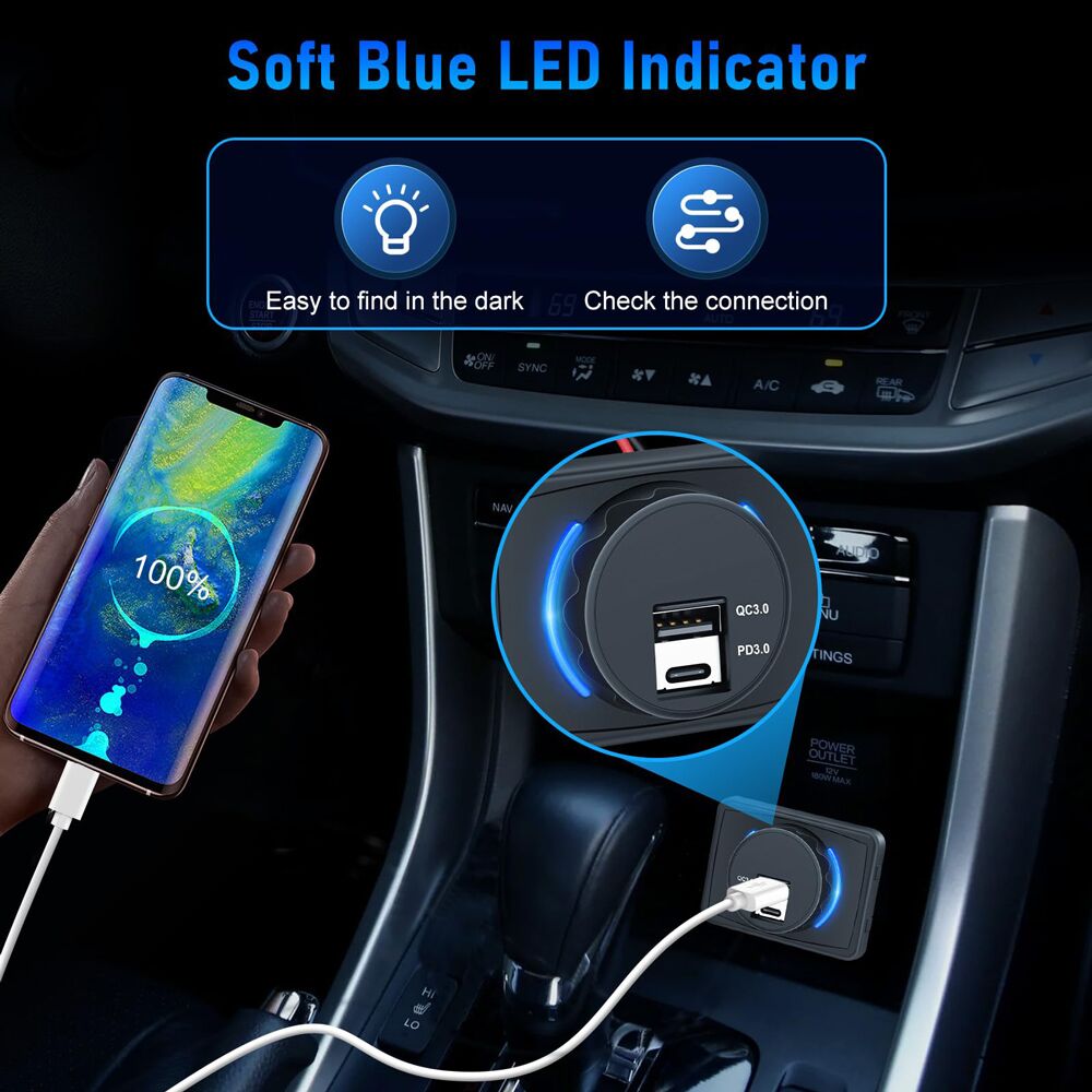 POWERTECH πρίζα USB για σκάφη & οχήματα PTL-027, USB & USB-C - Image 2
