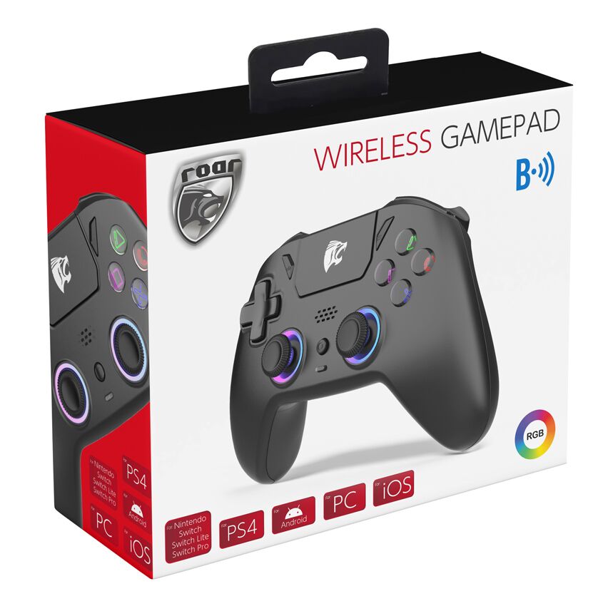 ROAR ασύρματο gamepad RR-0023, Switch/PS4/PC/iOS/Android, Bluetooth, μαύρο - Image 5