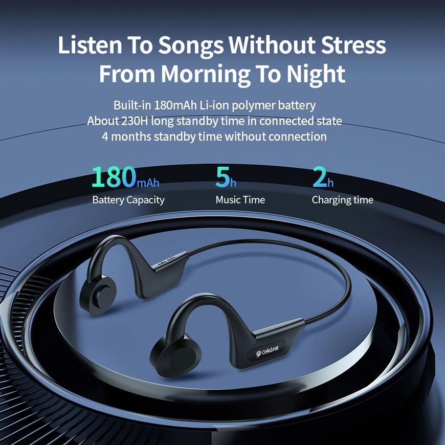 CELEBRAT open earphones SE3, Bluetooth, 180mAh, Φ16mm, μαύρα - Image 6