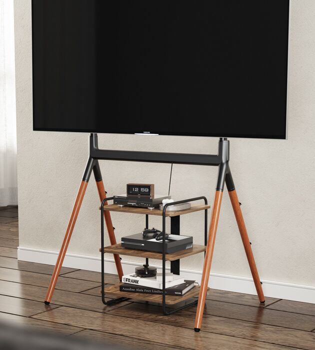 BRATECK ραφιέρα δαπέδου SFR-04, 45.4x40x49.6cm, έως 90kg, καφέ-μαύρο - Image 2