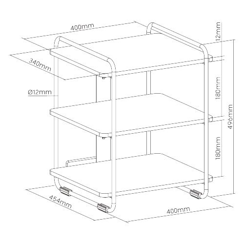 BRATECK ραφιέρα δαπέδου SFR-04, 45.4x40x49.6cm, έως 90kg, καφέ-μαύρο - Image 6