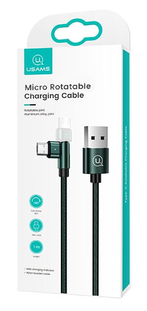 USAMS καλώδιο Micro USB σε USB SJ478, περιστρεφόμενο, 2A, 1m, πράσινο - Image 3