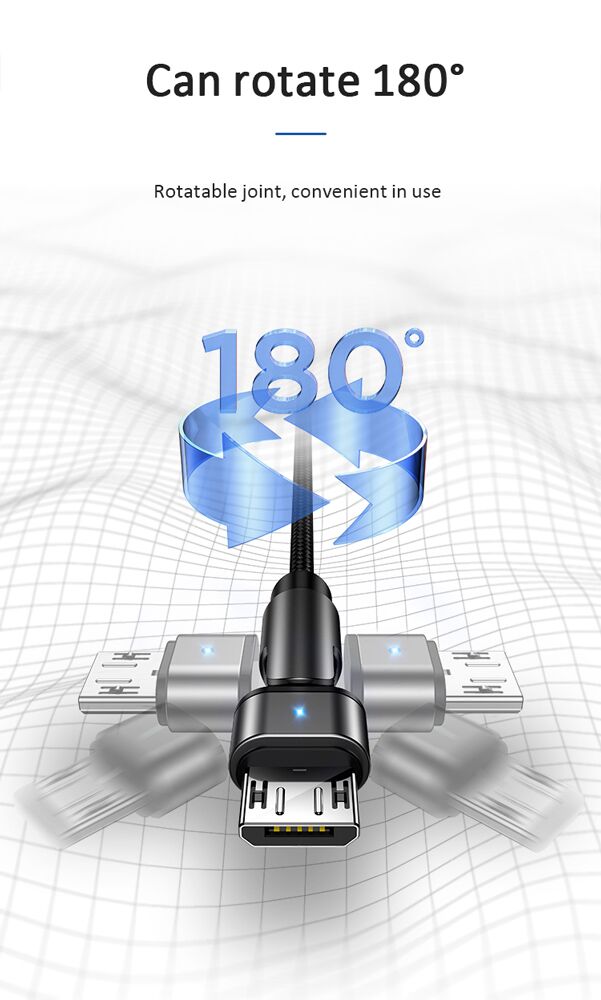 USAMS καλώδιο Micro USB σε USB SJ478, περιστρεφόμενο, 2A, 1m, πράσινο - Image 2