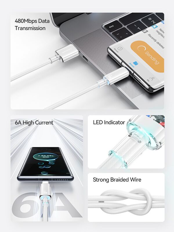 USAMS καλώδιο USB-C σε USB US-SJ658, 66W, 480Mbps, 1.2m, μπλε - Image 2