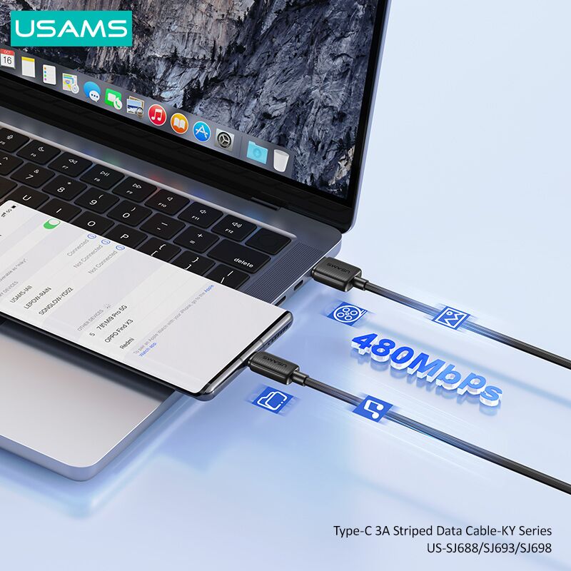 USAMS καλώδιο USB-C σε USB US-SJ693, 3A, 480Mbps, 2m, μαύρο - Image 3