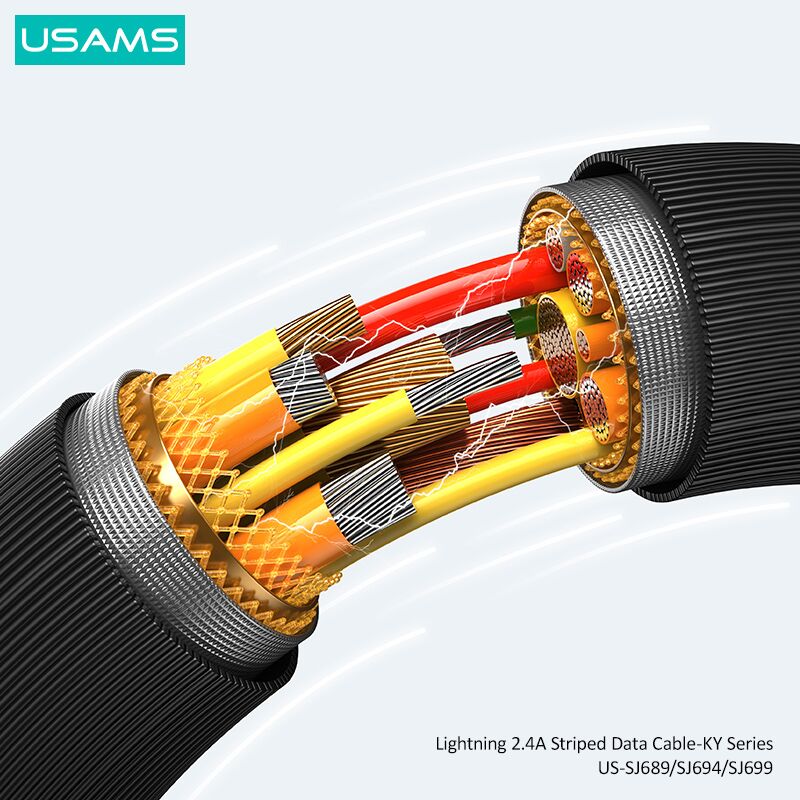 USAMS καλώδιο Lightning σε USB US-SJ694, 2.4A, 480Mbps, 2m, μαύρο - Image 5
