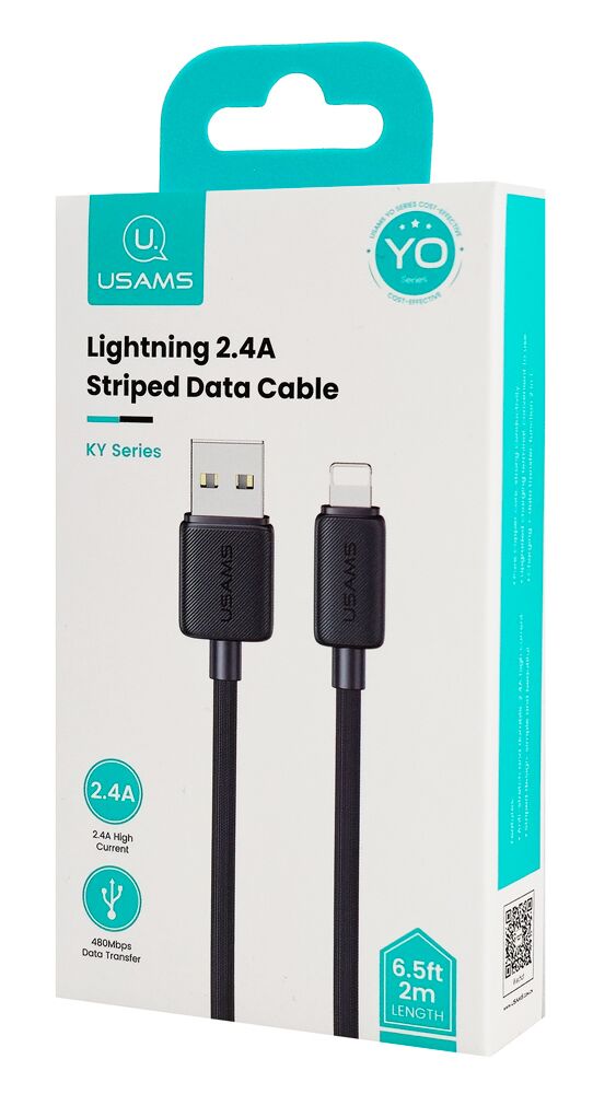 USAMS καλώδιο Lightning σε USB US-SJ694, 2.4A, 480Mbps, 2m, μαύρο - Image 6
