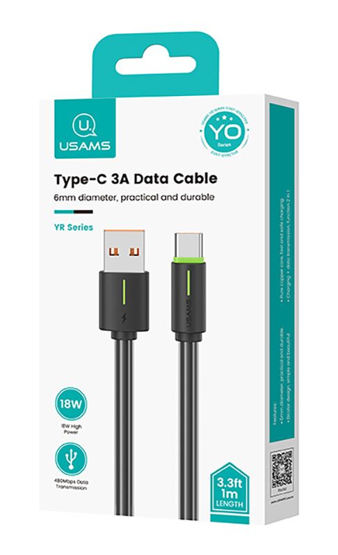 USAMS καλώδιο USB-C σε USB US-SJ732, 3A, 480Mbps, 1m, μαύρο - Image 4