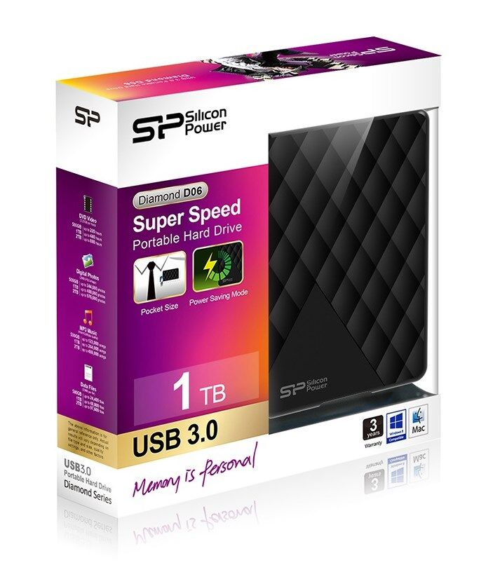 SILICON POWER εξωτερικός HDD 1TB Diamond D06, USB 3.2, μαύρος - Image 2
