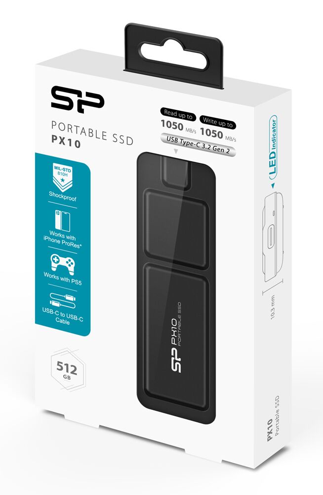 SILICON POWER εξωτερικός SSD PX10, 512GB, USB 3.2, 1050-1050MB/s, μαύρος - Image 6