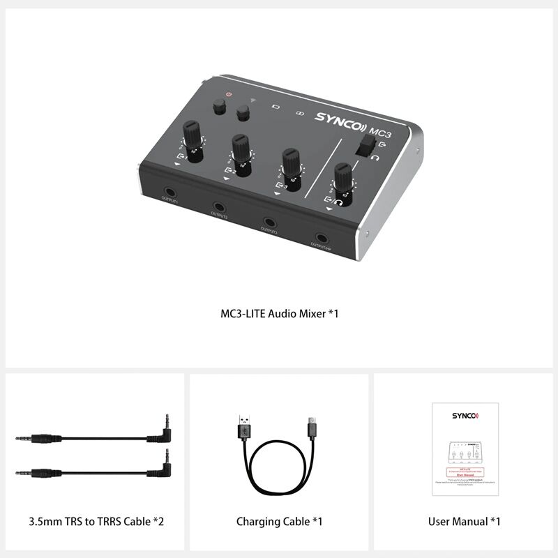 SYNCO μίκτης ήχου MC3-LITE, 4 καναλιών, Bluetooth, 500mAh, γκρι - Image 6