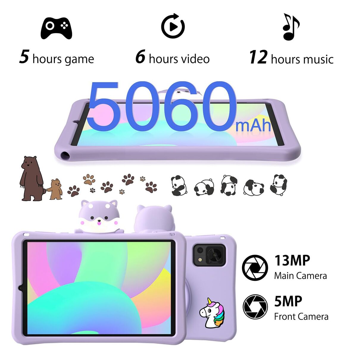 DOOGEE tablet T20 Mini Kids, 8.4", 4/128GB, 4G, Android 13, 5060mAh, μωβ - Image 4