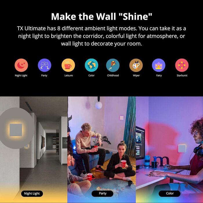 SONOFF smart διακόπτης T5-1C-86 με LED φωτισμό, μονός, Wi-Fi, λευκός - Image 4