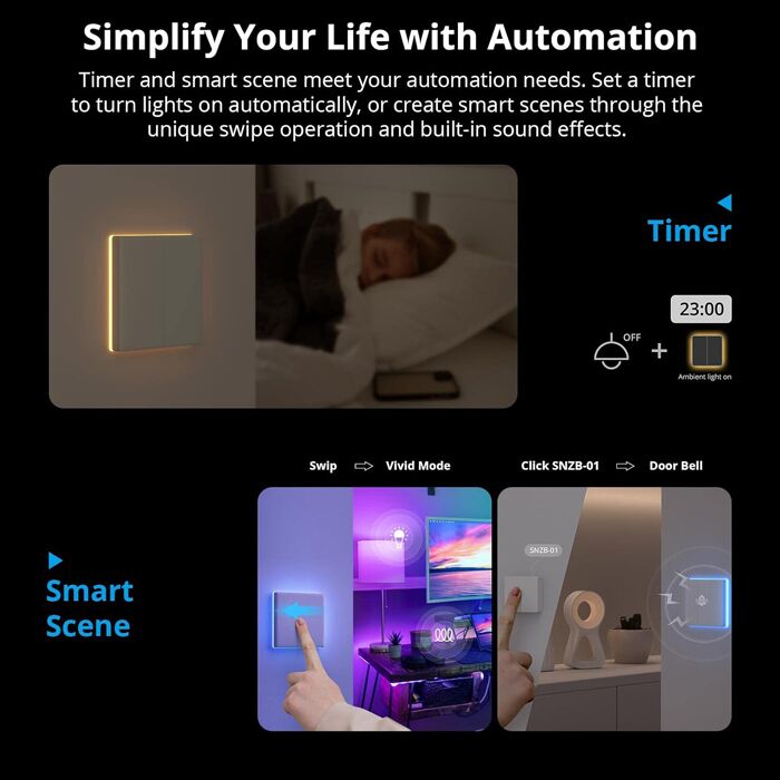 SONOFF smart διακόπτης T5-1C-86 με LED φωτισμό, μονός, Wi-Fi, λευκός - Image 7