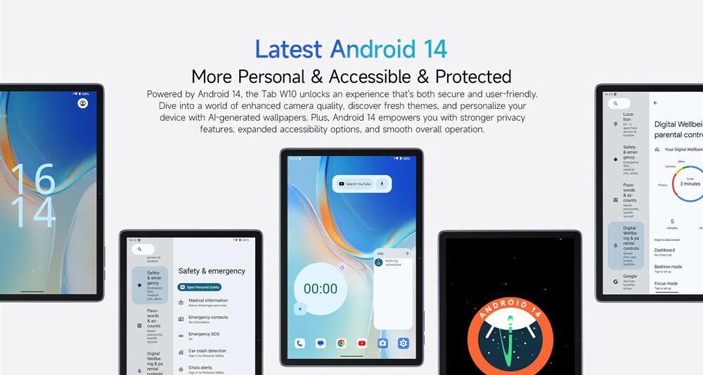 ULEFONE tablet Tab W10, 10.1" HD+, 4/128GB, 6600mAh, Android 14, γκρι - Image 4