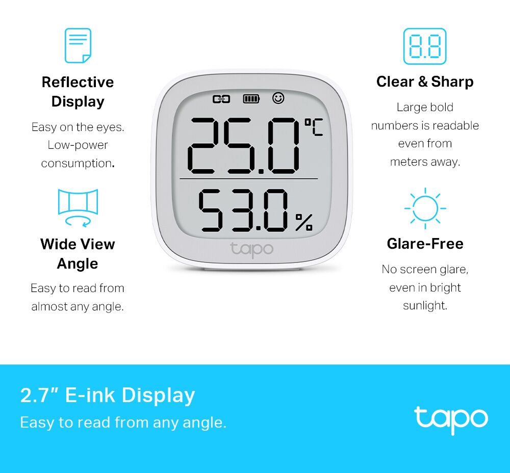 TP-LINK smart θερμόμετρο & υγρασιόμετρο Tapo T315, -20~60 °C, Ver 1.0 - Image 4
