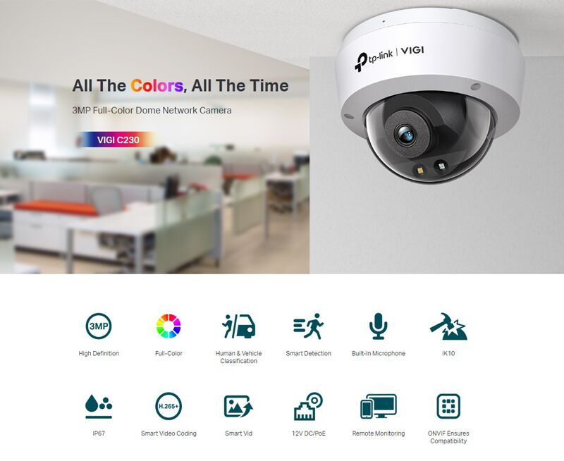 TP-LINK IP κάμερα VIGI C230, 4mm, 3MP, PoE, IP67/IK10, Ver. 1.0 - Image 2