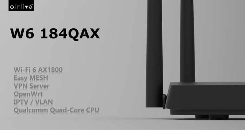 AIRLIVE mesh router W6184QAX, Wi-Fi 6, 1800Mbps AX1800, 4x Gigabit ports - Image 2