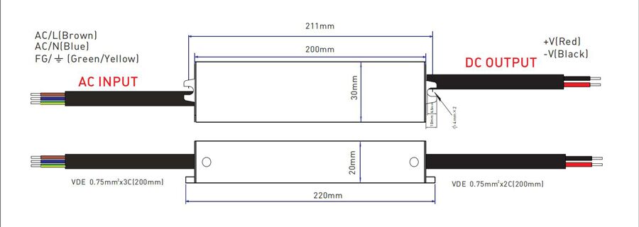 YSD τροφοδοτικό DC 30WHA-12, 12VDC, 30W, 2.5A, IP67 - Image 2