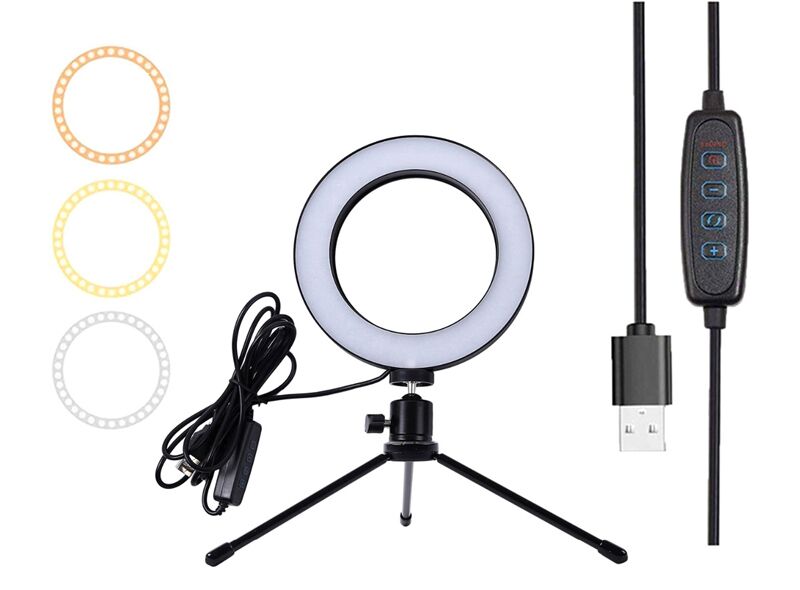 Φωτιστικό δαχτυλίδι LED ZD67B με μίνι τρίποδα, Φ 16cm, 12W - Image 3