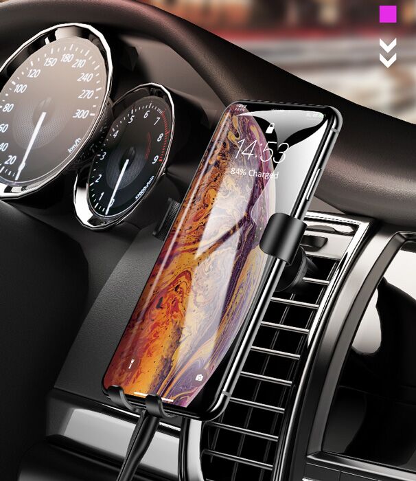 USAMS βάση αεραγωγού αυτοκινήτου Gravity Car Mount US-ZJ052, μαύρη - Image 2
