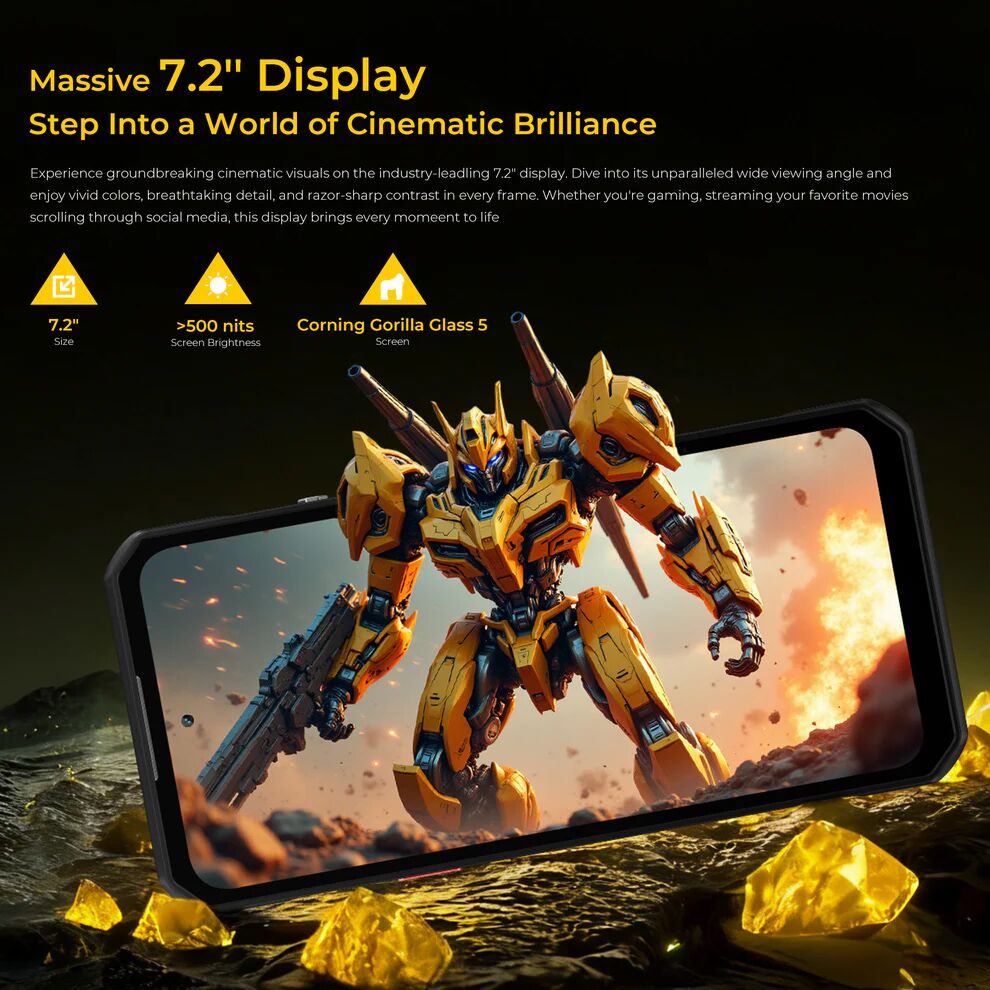 OUKITEL smartphone WP60, 7.2", 8/256GB, 5G, 10000mAh, IP68/IP69K/MIL-STD-810H, μαύρο - Image 5