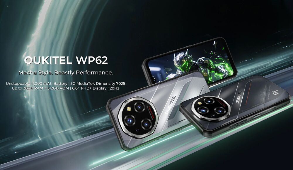 OUKITEL smartphone WP62, 6.6", 12/512GB, 5G, 11000mAh, IP68/IP69K/MIL-STD-810H, μαύρο - Image 2
