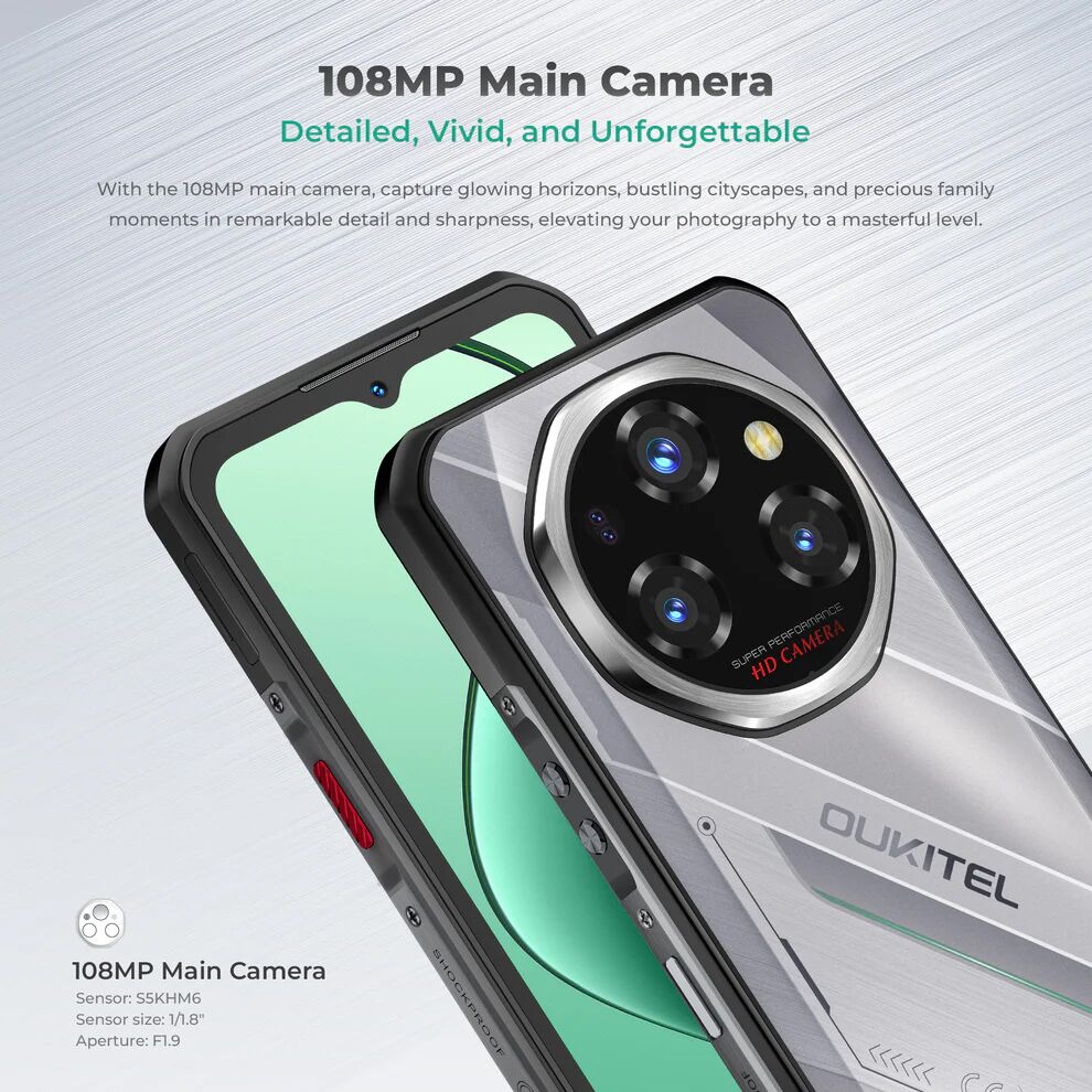 OUKITEL smartphone WP62, 6.6", 12/512GB, 5G, 11000mAh, IP68/IP69K/MIL-STD-810H, μαύρο - Image 10