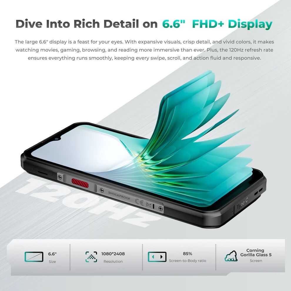 OUKITEL smartphone WP62, 6.6", 12/512GB, 5G, 11000mAh, IP68/IP69K/MIL-STD-810H, μαύρο - Image 12