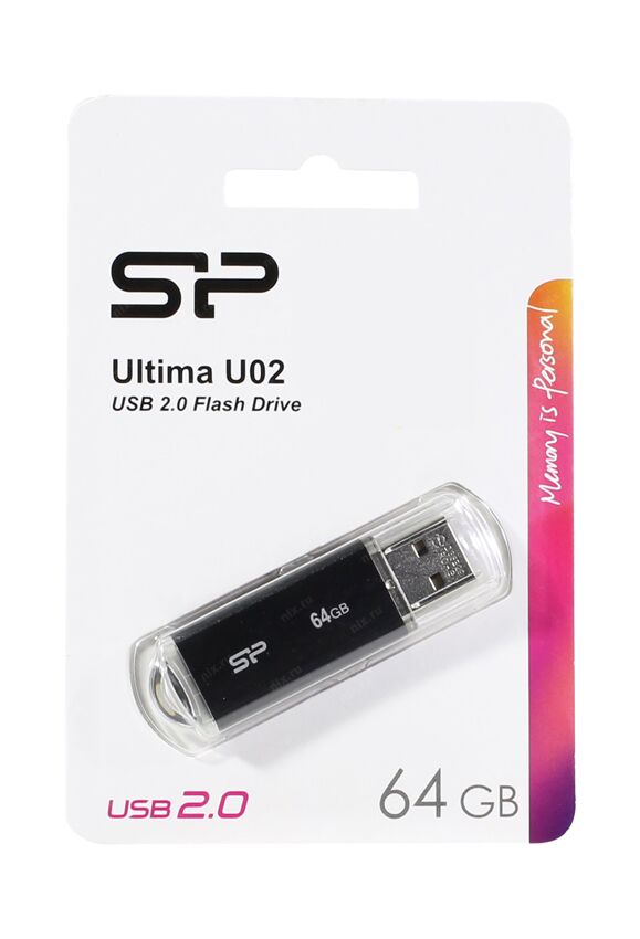 SILICON POWER USB Flash Drive Ultima U02, 64GB, USB 2.0, μαύρο - Image 3